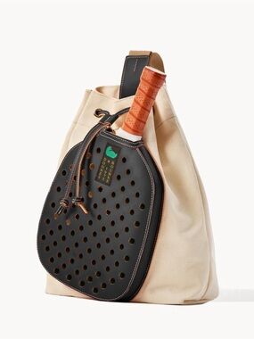 Dooney & Bourke Canvas And Leather Pickleball Sling Bag, Color Cream/Black